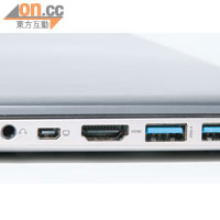 USB、HDMI等介面相當齊全，屬Ultrabook中罕見。