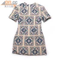 杏×藍色幾何圖案連身裙 US$65.8（約HK$513.2）