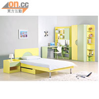 以黃、綠為主調的家具，顏色醒神，可輕易為房間添上清新氣息。$1,150~$5,540/件
