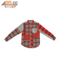 NHIZ紅色格仔Patchwork Shirt $799（d） 