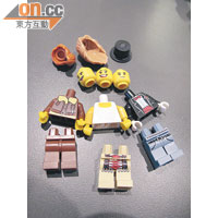 Lego公仔配件，可自組個人化Style人仔，最有積木精神，每個RM9（約HK$22.9）/3個RM25（約HK$64）。