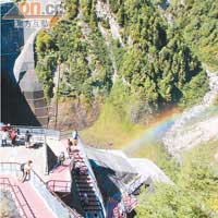 每逢大壩放水，都會形成彩虹，但觀賞時間因應季節而有所不同。