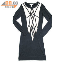 Monki黑×白針織連身長裙 $450（f）