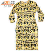 Leopard黃色豹頭Print針織連身長裙 $3,999（e）