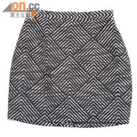 Monki黑白幾何圖案短裙 $250（f）