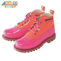 CAT粉紅×橙色綁帶短靴 $1,599（a）