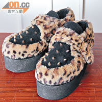 Mini Cream豹紋毛毛×窩釘Creeper Shoes $1,199（a）