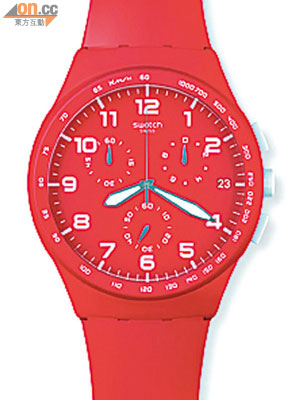 Swatch紅色Chrono膠錶 $960（d）