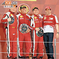 左起Junhan Zhu、Tani Hanna和Gregory Teo，在第二場Copper Shell組別比賽中勝出。