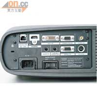 備有HDMI、DVI-I、RGB、D-Sub、Composite等視訊輸入插口。