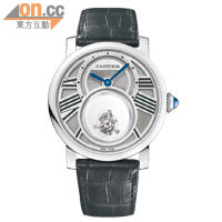Rotonde de Cartier 18K白色黃金神秘雙陀飛輪腕錶