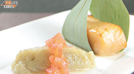 Miso Cod with Ginder and Lime Nage<BR>以三種味噌將太平洋黑鱈魚醃足兩日後香煎而成，肉嫩味鮮，配茄蓉吃，出奇地鮮味搭配。