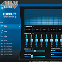 《Dolby Home Theater v4》可因應不同情況調校EQ音效。