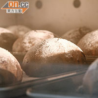 烤爐是在台灣特別訂製運過來，烤出來的麵包特別鬆脆香軟，質感豐富。