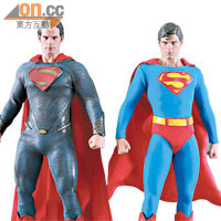 新舊Figure比較<br>兩代超人比較，Henry Cavill新版（左）Sell大隻，Christopher Reeve舊版（右）賣經典，各具特色。