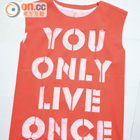 YOUNG DYE螢光粉紅色You Only Live Once背心 $599