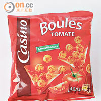 Casino番茄薯波$7.9（f）<br>新鮮番茄混合薯仔製成，味道酸甜而有脆脆口感。