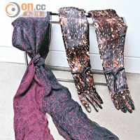 黑拼紫scarf $4,900（左）、Animal-print gloves $8,900<br>將Animal-print造成gloves及scarf，化身成為狂野動物，張牙舞爪。