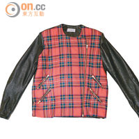 Preen紅×黑色格紋Biker外套 $18,190（a）
