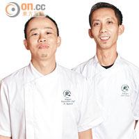 行政總廚沼田和浩（左）與高級主廚星師傅（右）喜歡發揮自己創意，打造味道與賣相兼備的菜式。