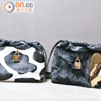 動物紋crush bag　$12,000<br>Metal heart crush bag　$32,000