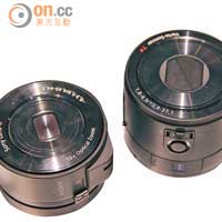 QX10（售價：250美元 / 左）支援10倍變焦；QX100（售價：500美元 / 右）則為F1.8光圈蔡司鏡。