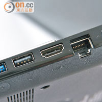 連接介面齊全，可經HDMI將影片輸出至電視。