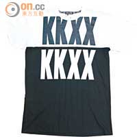 KKXX<br>黑×白色英文字樣Tee $499