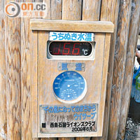 Uchinuki噴出的泉水，冬夏季的水溫分別約為13℃及16℃，變化不大。