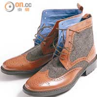 MR.COLLECTION啡色Herringbone Brogue Boots $1,099（g）