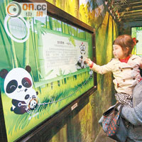 館內設有互動遊戲區，以生動有趣方式介紹熊貓的習性。