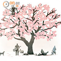 《賞櫻》記錄春天櫻花盛開的美景，是寺田其中一個最受歡迎的作品。