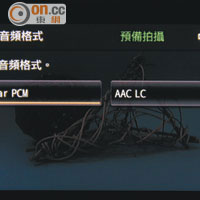 可選擇原汁原味的Linear PCM格式或容量較細的AAC LC格式。