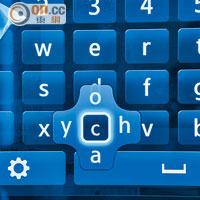 以F9000的虛擬鍵盤打字會顯示相關字，亦可透過體感操控。