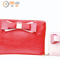 Tri Color Bow系列<br>Pouch　$3,990（左）、Wallet　$3,990