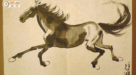 《馬─悲鴻漫筆》<BR>馬匹的姿態近乎起飛，動感躍現紙上。