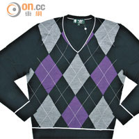Brooks Brothers黑×灰紫色菱格針織上衣 $3,750（b）