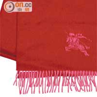 Burberry紅色Equestrian Knight Cashmere頸巾 $4,300（a）