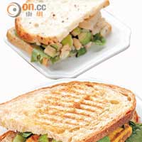 Daily Sandwich $80/件（午市供應）<br>別以為素食三文治必定寡悶，這裏有香煎咖喱豆腐以及猴頭菇扮雞肉的Chicken Waldorf等是日餡料，麵包亦可選酸種包或雜穀包等，相當豐富。