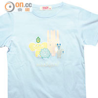 粉藍×彩色「Cloudy by MeeH & Friends」圖案Tee $320