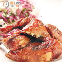 Twice-cooked Spatchcock $168<br>將原隻鮮雞先用自家製的雞湯慢火煨至入味，再炸香雞皮上桌，皮脆肉嫩。