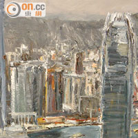 在畫家眼中，高樓林立、天色灰蒙是香港特色。