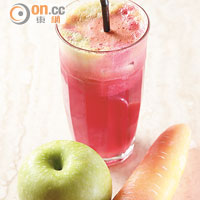 ABG $35（a）<br>主要成分是青蘋果及甘筍，味道清甜，有豐富水溶性纖維，最適合老人家飲用。