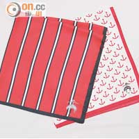 紅×黑白色條子方巾 $800、紅白色船錨圖案方巾 $800 Both from（a）