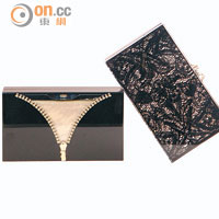 Pandora Unzipped clutch　$13,200<br>Lacey Pandora clutch　$11,100