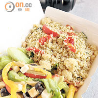 Crispy Artichoke Salad With Feta & Honey Mustard Dressing及 Couscous With Roasted Pine Nuts & Potato Bits Veggie Mix $58