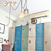 廳堂<br>大型儲物櫃由Julie從紐約訂製，像校園Locker，散發Old School味，同時又提供充足的收納空間。