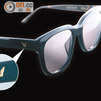 型格標誌<br>品牌推出的每副太陽眼鏡手工精細，均在鏡臂刻有品牌金色或銀色的logo。