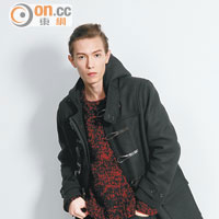 紅×黑色格仔Wool Shirt Jacket $5,100