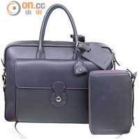 （左）深紫色小牛皮Messenger Bag $19,500、（右）深紫色小牛皮Travel Bag $5,100